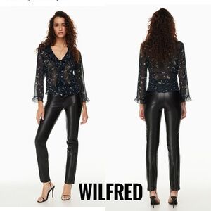 BNWT Wilfred The Melina high rise skinny Rich Mocha Brown Leather Pants size 8